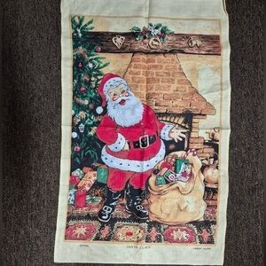 VTG Tea Towel Tapestry Lamont regular canvas print number 1580 Santa Claus